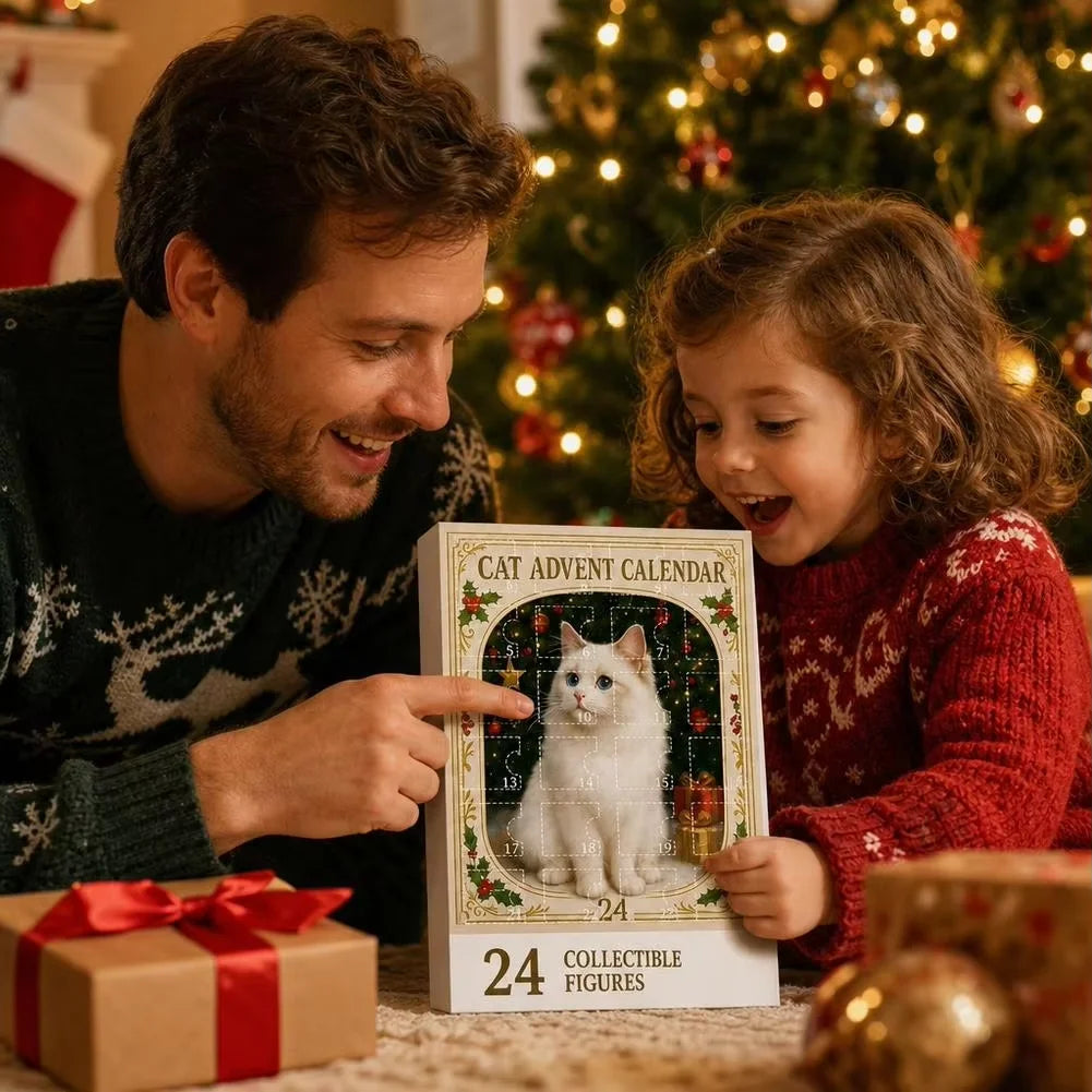 Adventní kalendář s ozdobami na stromeček - kočka