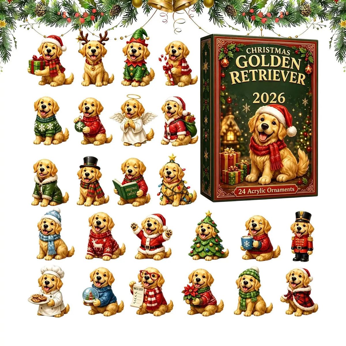 Adventní kalendář s ozdobami na stromeček - pejsek
