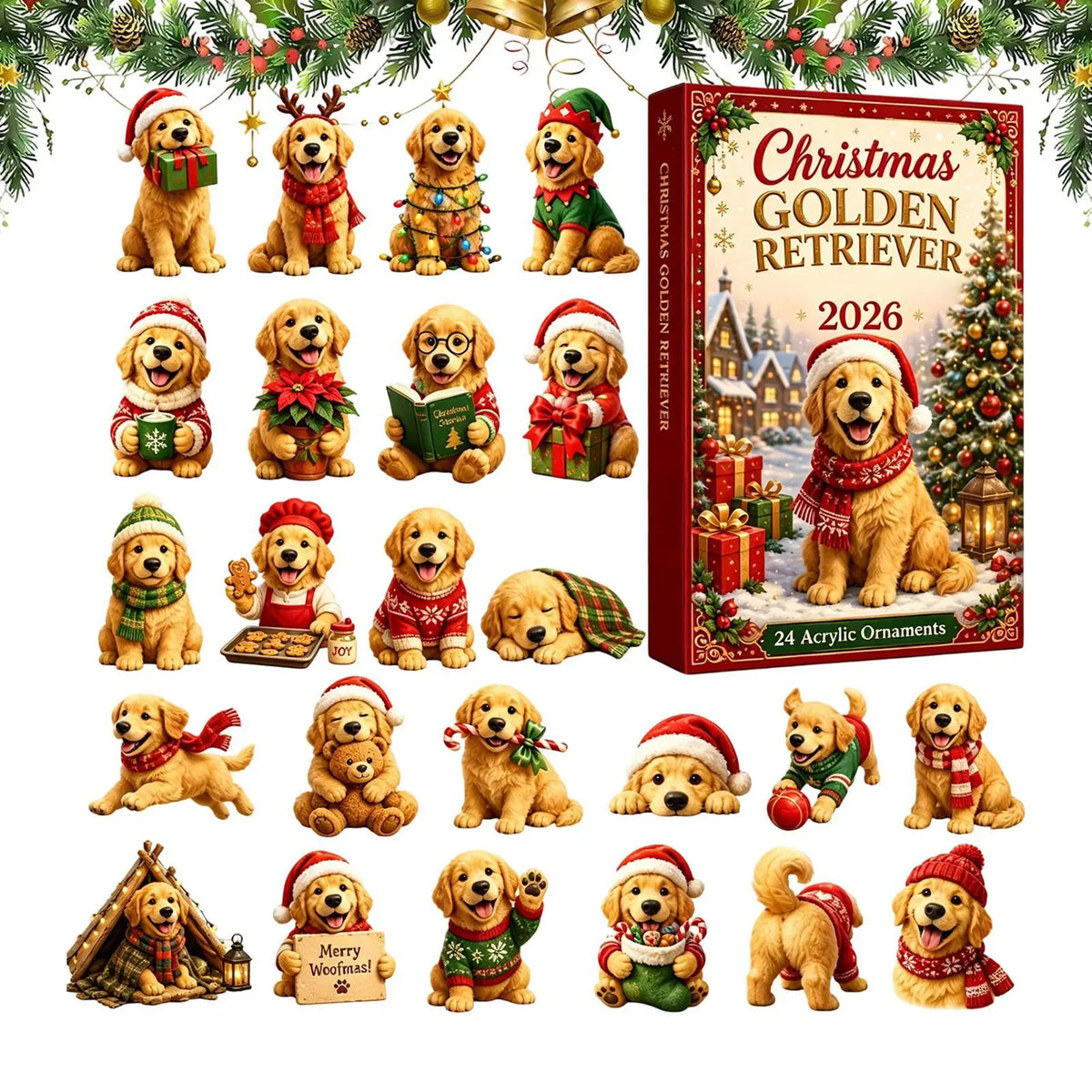Adventní kalendář s ozdobami na stromeček - pejsek